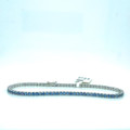 Montana Yogo Sapphire Dainty Tennis Line Bracelet 14K White Gold