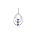 #56 -  Montana Yogo Sapphire 3 Stone Bezel Set Sterling Silver Pendant Necklace