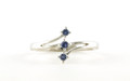 Montana Yogo Sapphire 2mm 3 Stone Open Shank Sterling Silver Ring