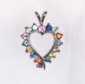 Montana Sapphire 16 Stone Heart Pendant multi color