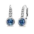 Montana Sapphire & Diamond Bezel Dangle Earrings 14K White