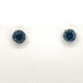 Montana Sapphire Martini Set Stud Solitaire Earrings 14KW White Gold