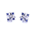 Montana Yogo Sapphire 4 Stone X&O Earrings Sterling Silver