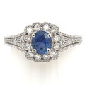 Montana Yogo Sapphire .73 ct Oval & Diamond Ring 14K White Gold