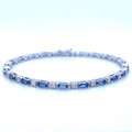 Montana Yogo Sapphire Baguette & Diamond Line Bracelet 14K White Gold 