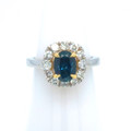 Montana Sapphire Large Oval and Pear Diamond Halo Ring 18K White & Yellow Gold