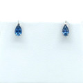 Montana Yogo Sapphire 1/2 ct Pear Stud Earrings 14K White Gold