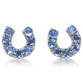 Montana Yogo Sapphire Horseshoe Stud Earrings 18K White Gold