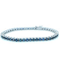 Montana Sapphire Tennis Line Bracelet 14K White Gold 6.42ct