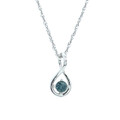 Montana Sapphire Round in Pear Twist Pendant Necklace Sterling Silver 