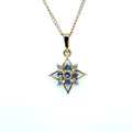 Montana Yogo Sapphire Starburst Pendant Necklace 14K yellow gold