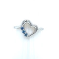 Montana Yogo Sapphire 3 Stone Freeform Heart Ring Sterling Silver