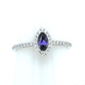 Montana Yogo Sapphire Purple Marquise Halo Ring 14K White Gold