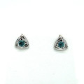 Montana Sapphire Round in Trillion Earrings Sterling Silver 