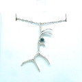 Montana Sapphire Antler Pendant Necklace Sterling Silver 