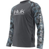 Huk Youth Camo Long Sleeve Shirt, Iron/Glacier, YM - H7120005-410-YM