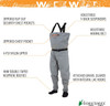 Frogg Toggs Canyon II Breathable Stockingfoot Chest Wader Gray XL