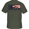 Drake Waterfowl Short Sleeve Patriotic Bar T - Kalamata Olive Heather - XXL