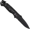 SOG Escape Tactical Folding Knife 3.4" Serrated Edge Blade Pocket Knife-BLK SOG Escape Tactical Folding Knife 3.4" Serrated Edge Blade Pocket Knife-BLK