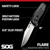 SOG Flare Folding & Pocket Knife Assisted Opening 3.5" Straight Edge Blade SOG Flare Folding & Pocket Knife Assisted Opening 3.5" Straight Edge Blade