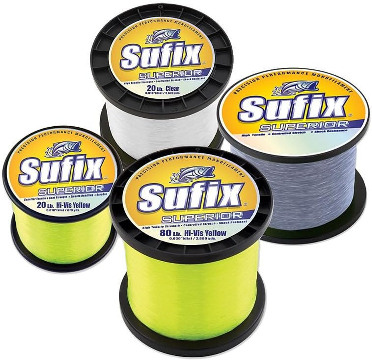 Sufix Superior Monofilament Fishing Line 3370 yds 15 LB, Clear - 645-115