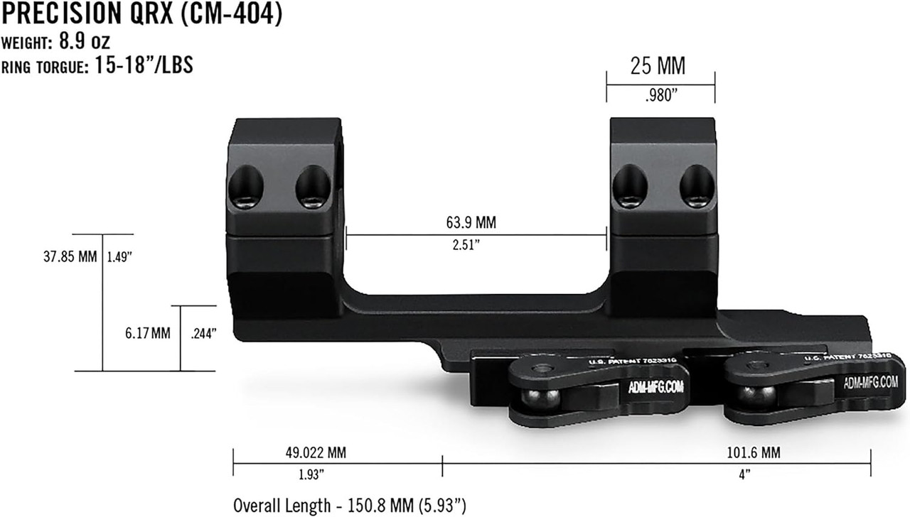 Vortex Optics QR 30mm Cantilever Ring Mount With 2" Offset, Black - CM-404