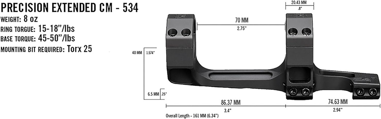 Vortex Optics Precision Extended Cantilever Scope Ring Mount 34 MM CM-534