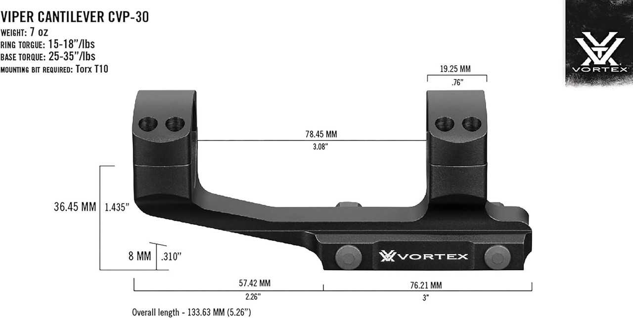 Vortex Optics 30mm Cantilever Ring Mount, Black - CVP-30