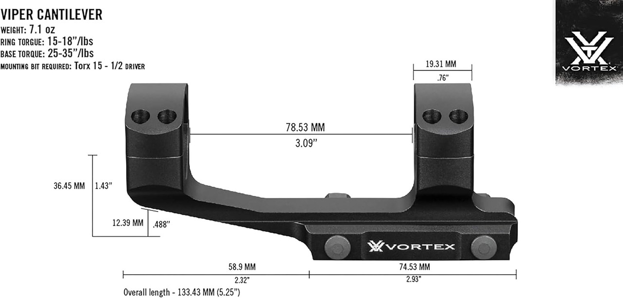 Vortex Optics Pro Series 1" Cantilever Mount Black CVP-1