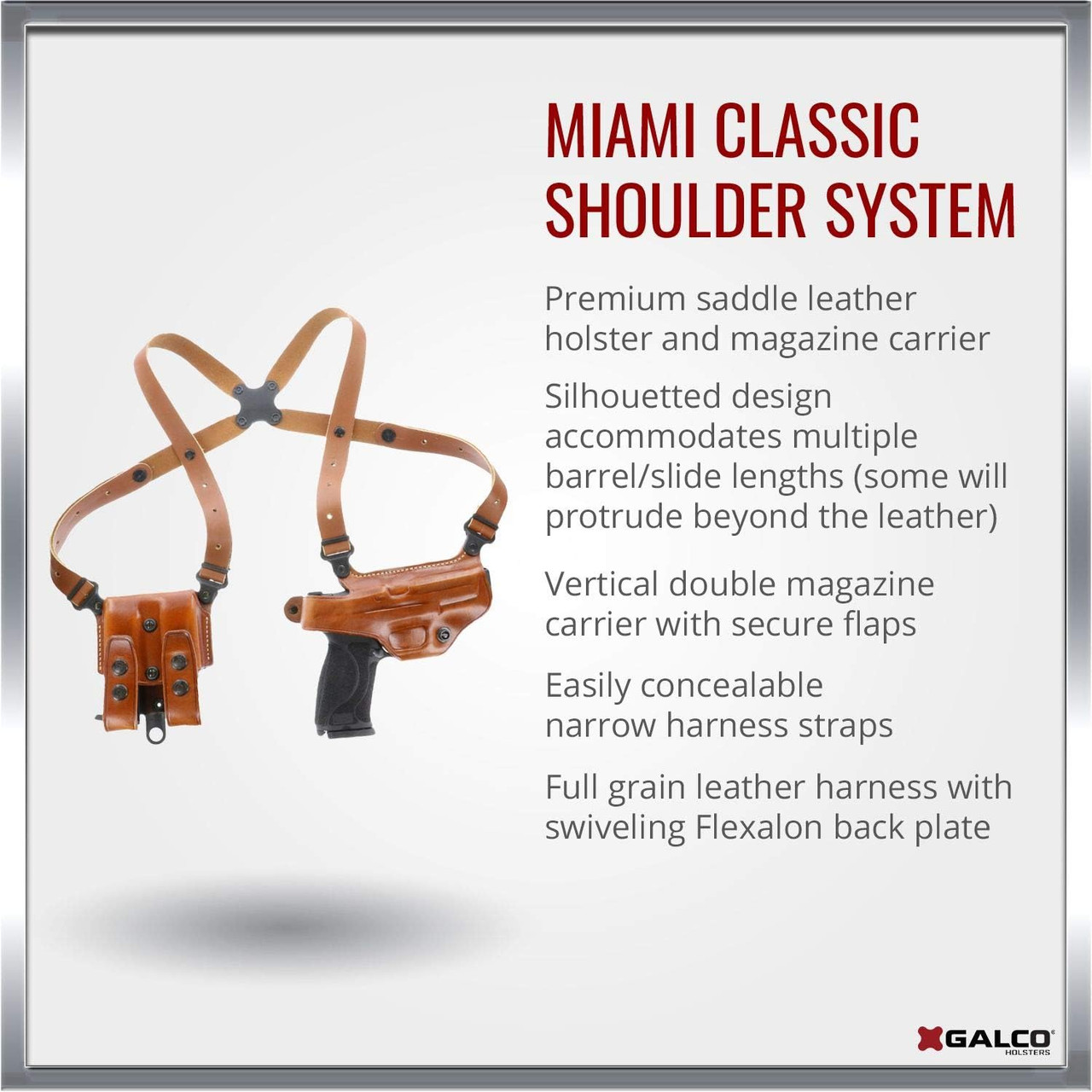 Galco Miami Classic Shoulder Holster System Tan Compatible with 3"-5" 1911