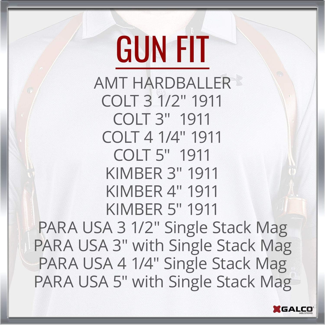 Galco Miami Classic Shoulder Holster System Tan Compatible with 3"-5" 1911