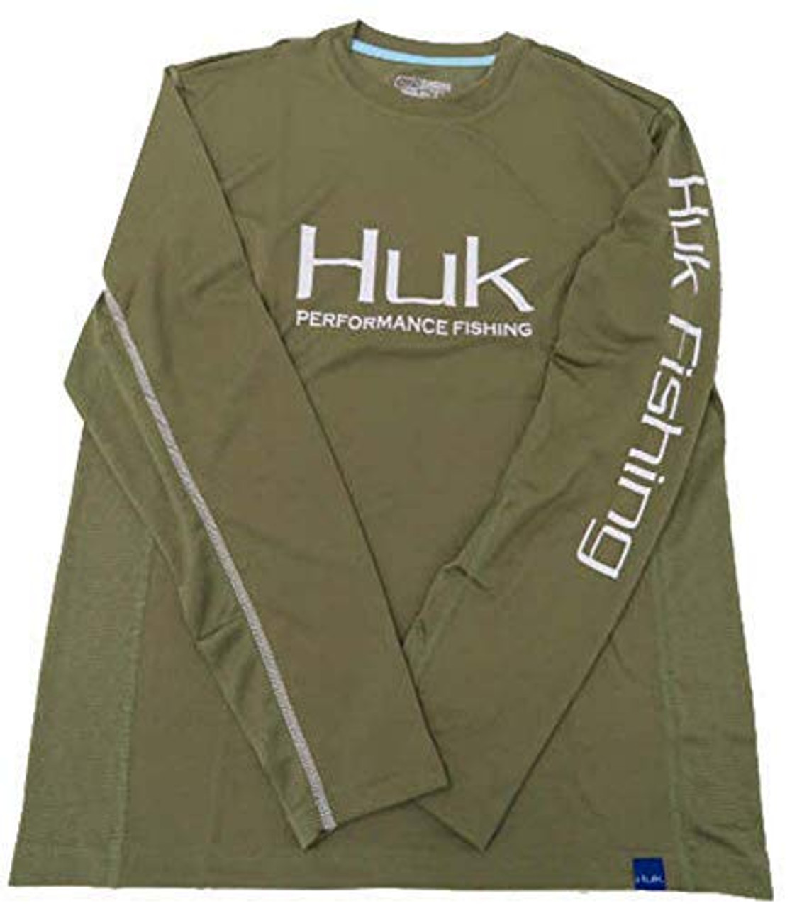 Huk Fishing Men's Icon Long Sleeve Shirt, Martini Olive, Large