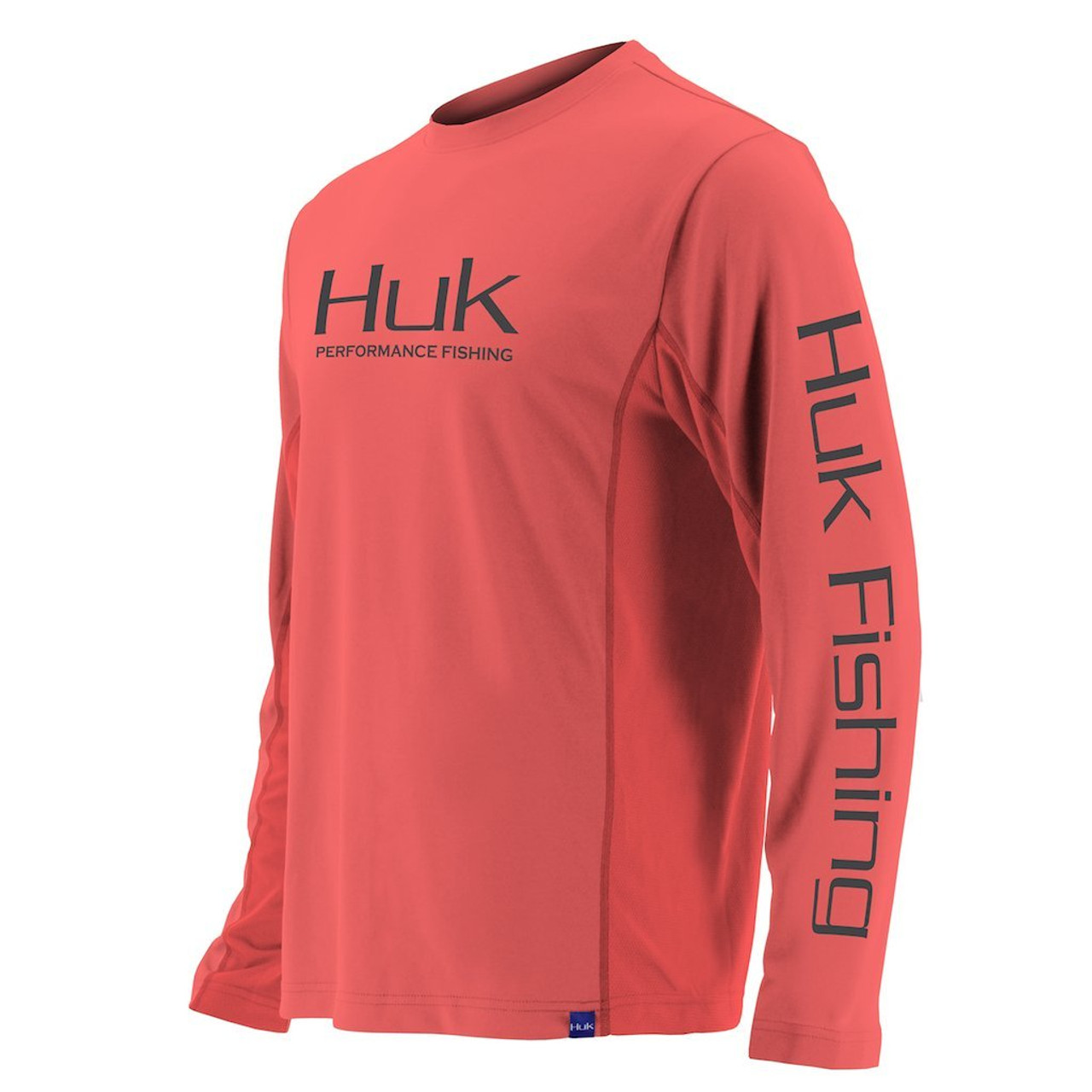 Huk Fishing Men's Icon Long Sleeve Shirt, Coral, Extra Large