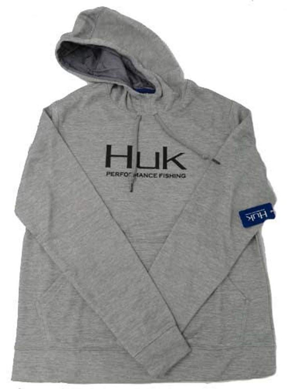 Huk Fishing Men's Fleece Hull Hoodie, Grey Heather, 2XL - H1300032