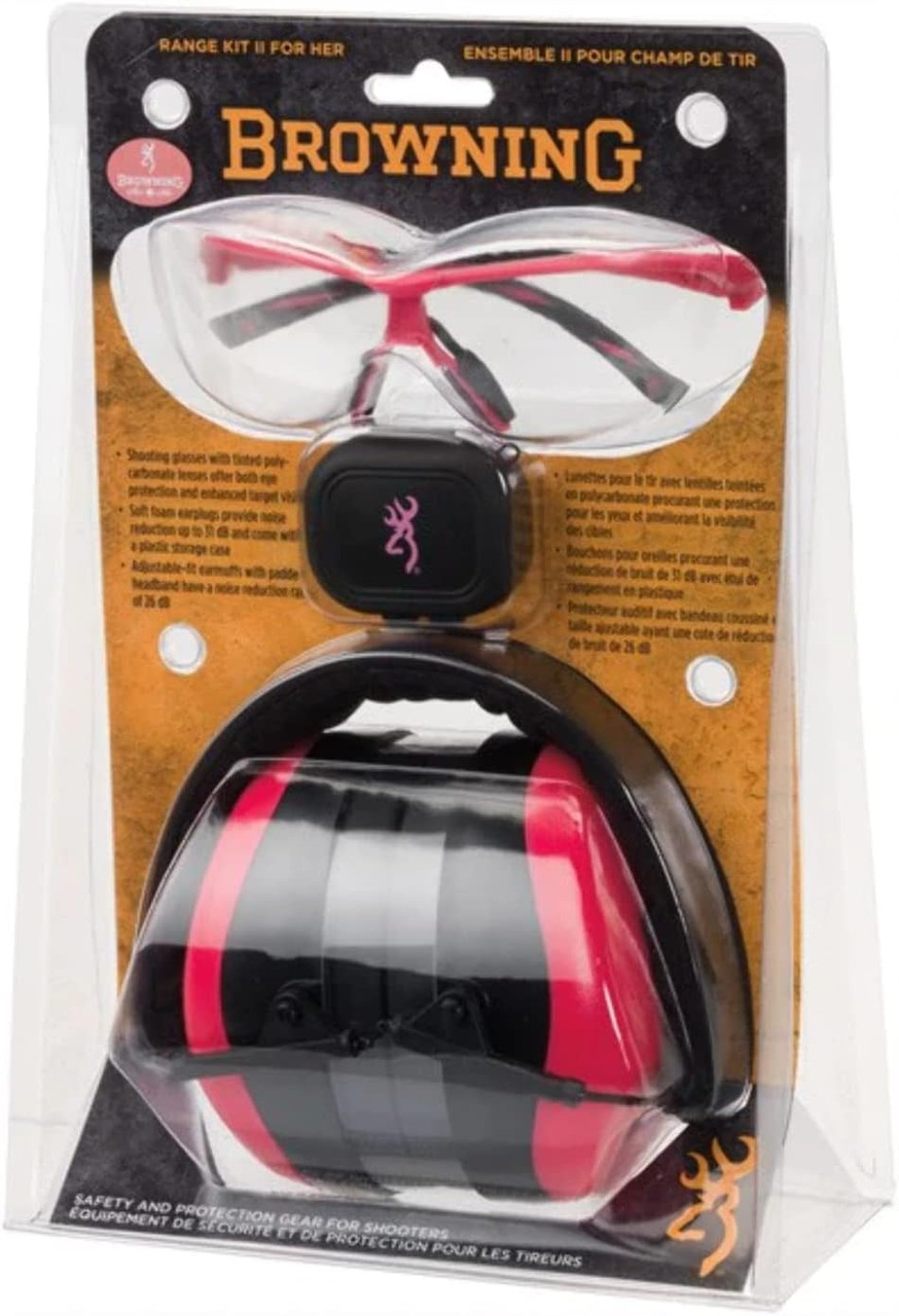 Browning Range Kit II For Her, 26 dB Muffs, Sunglasses, Pink - 126373