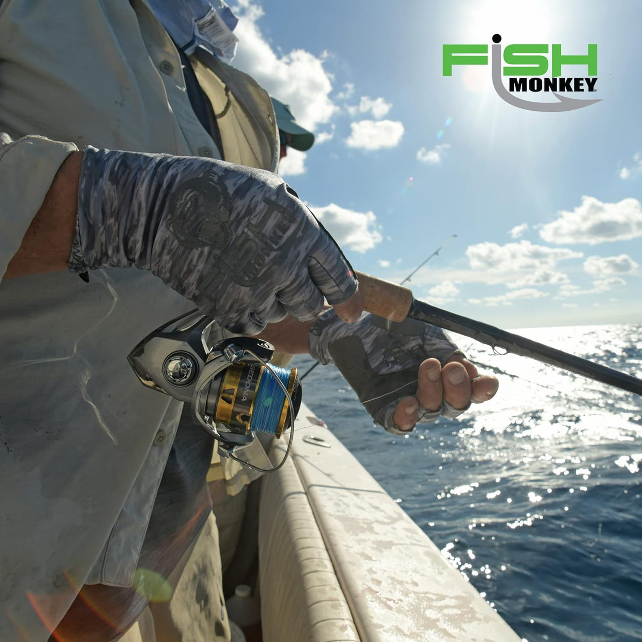 Fish Monkey Gloves Half Finger Guide Glove Grey Water, XL