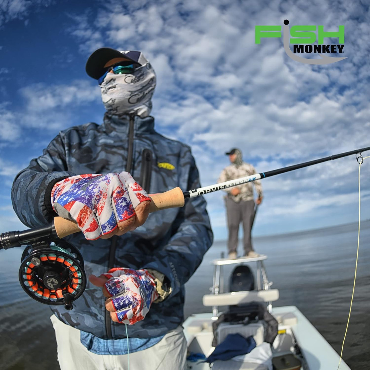 Fish Monkey Gloves Half Finger Guide Glove, Americana, MD - FM11-AMER-M