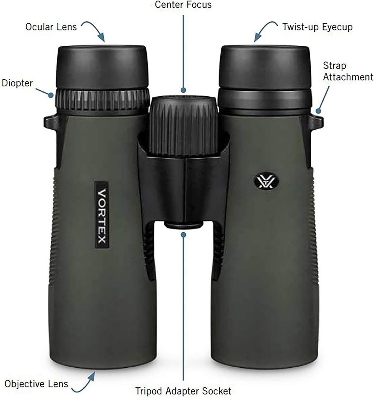 Vortex Optics Diamondback HD 10x32 Binoculars, Green - DB-213 Vortex Optics Diamondback HD 10x32 Binoculars, Green - DB-213