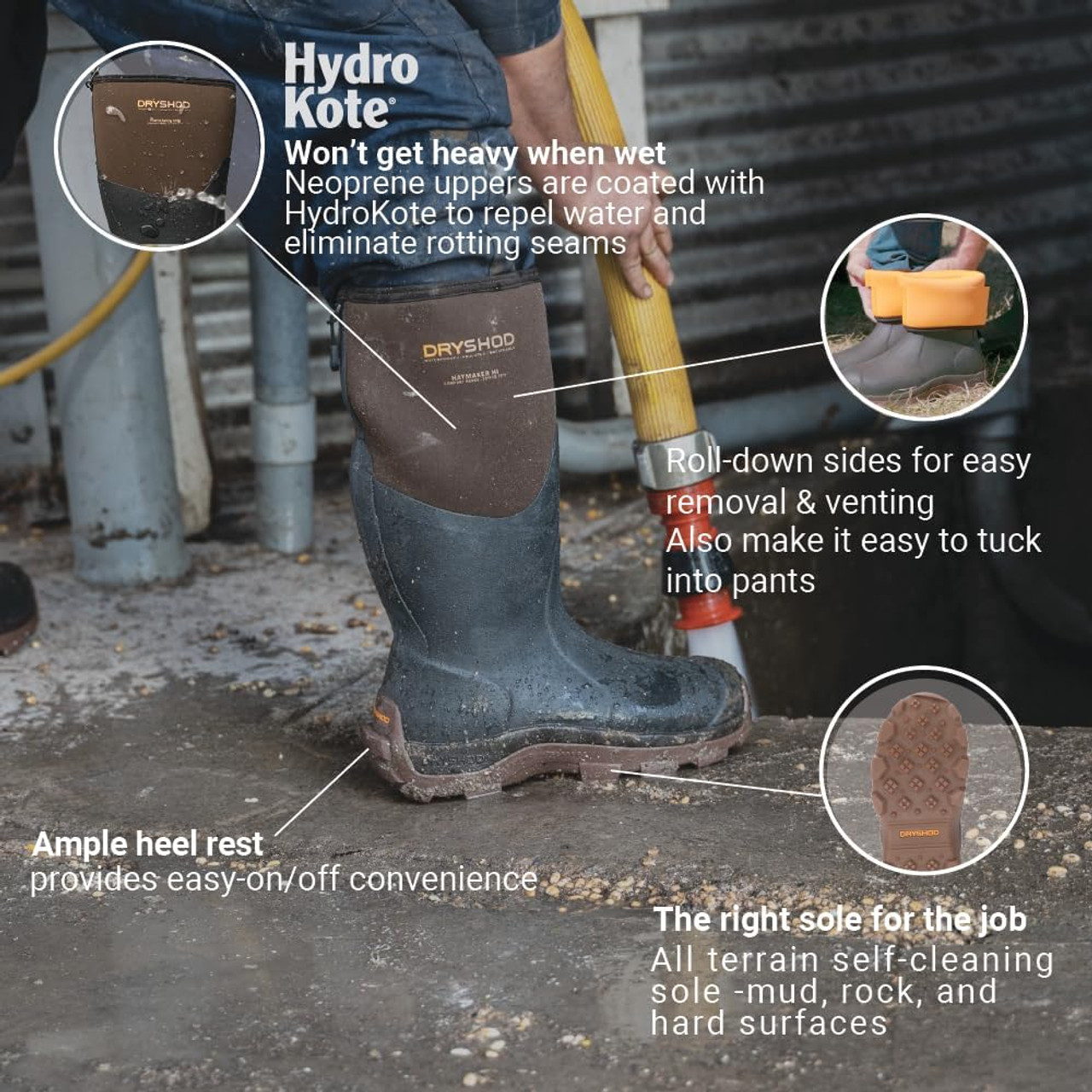 Dryshod Haymaker Hi Cut Work Boot Brown Peanut Size 11 HAY-MH-BR-11