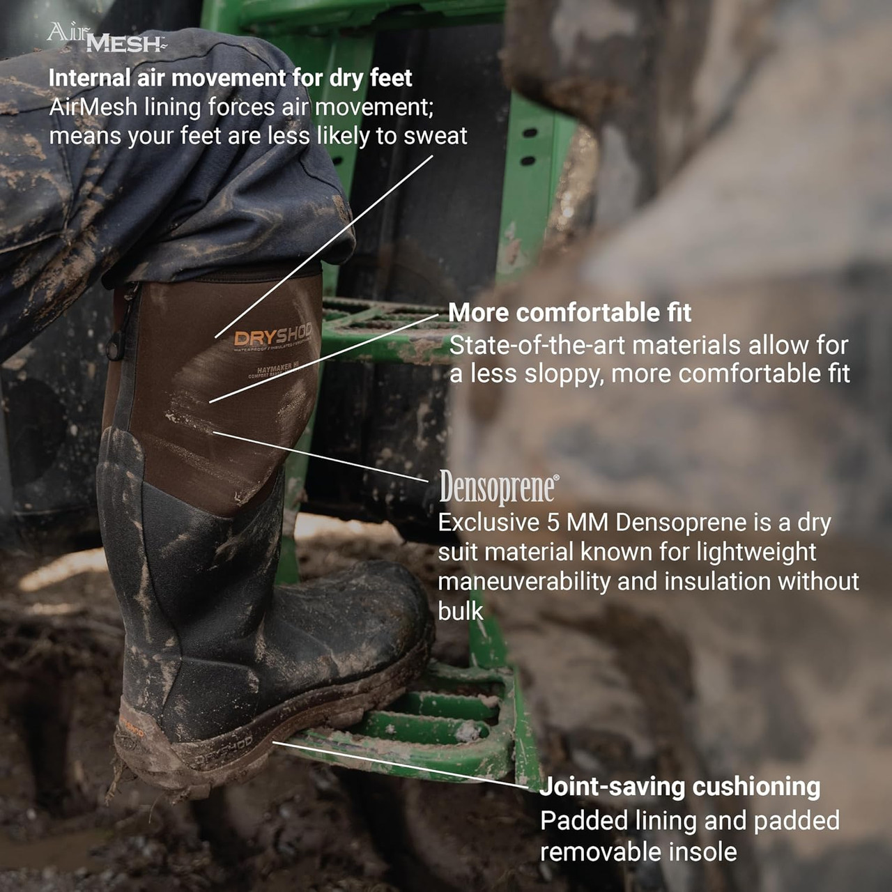 Dryshod Haymaker Hi Cut Work Boot Brown Peanut Size 11 HAY-MH-BR-11