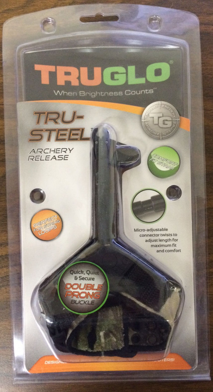 TruGlo Tru-Steel Archery Release Double Prong Buckle Camo - TG2520MDC