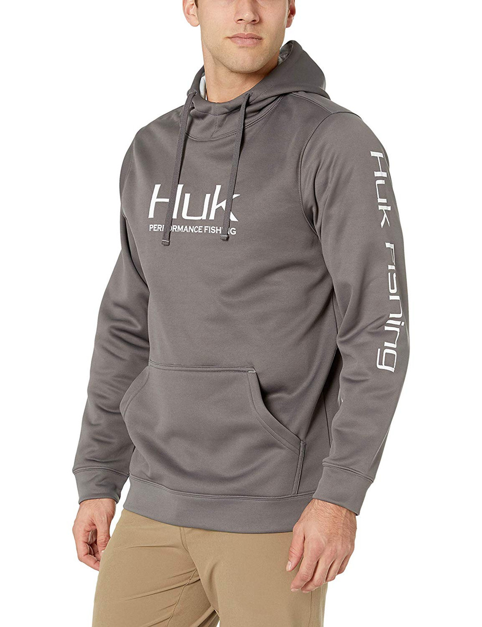 Huk Fishing Men's Performance Hoodie, Grey, Extra Large - H1300022-010-XL
