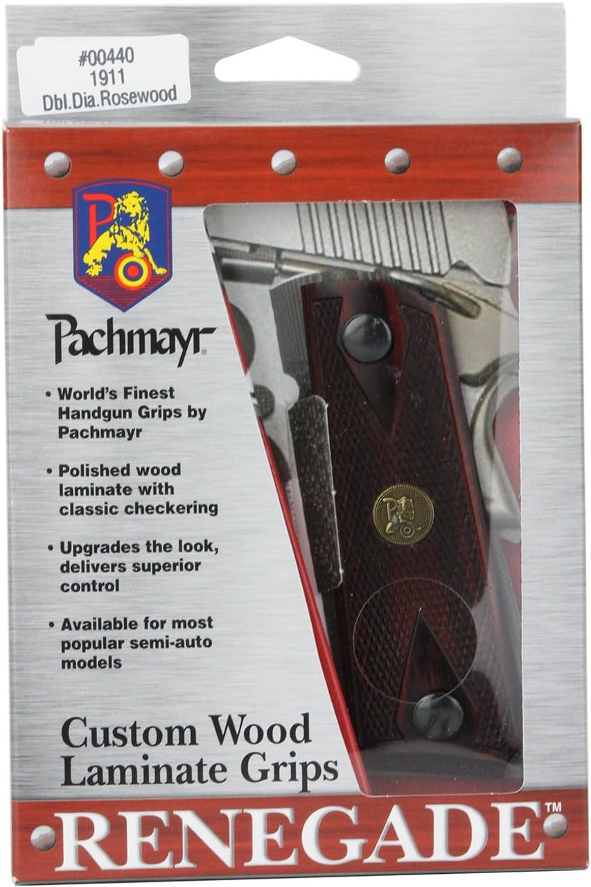 Pachmayr Renegade Custom Wood Laminate Grips 1911 Pistol, Rosewood