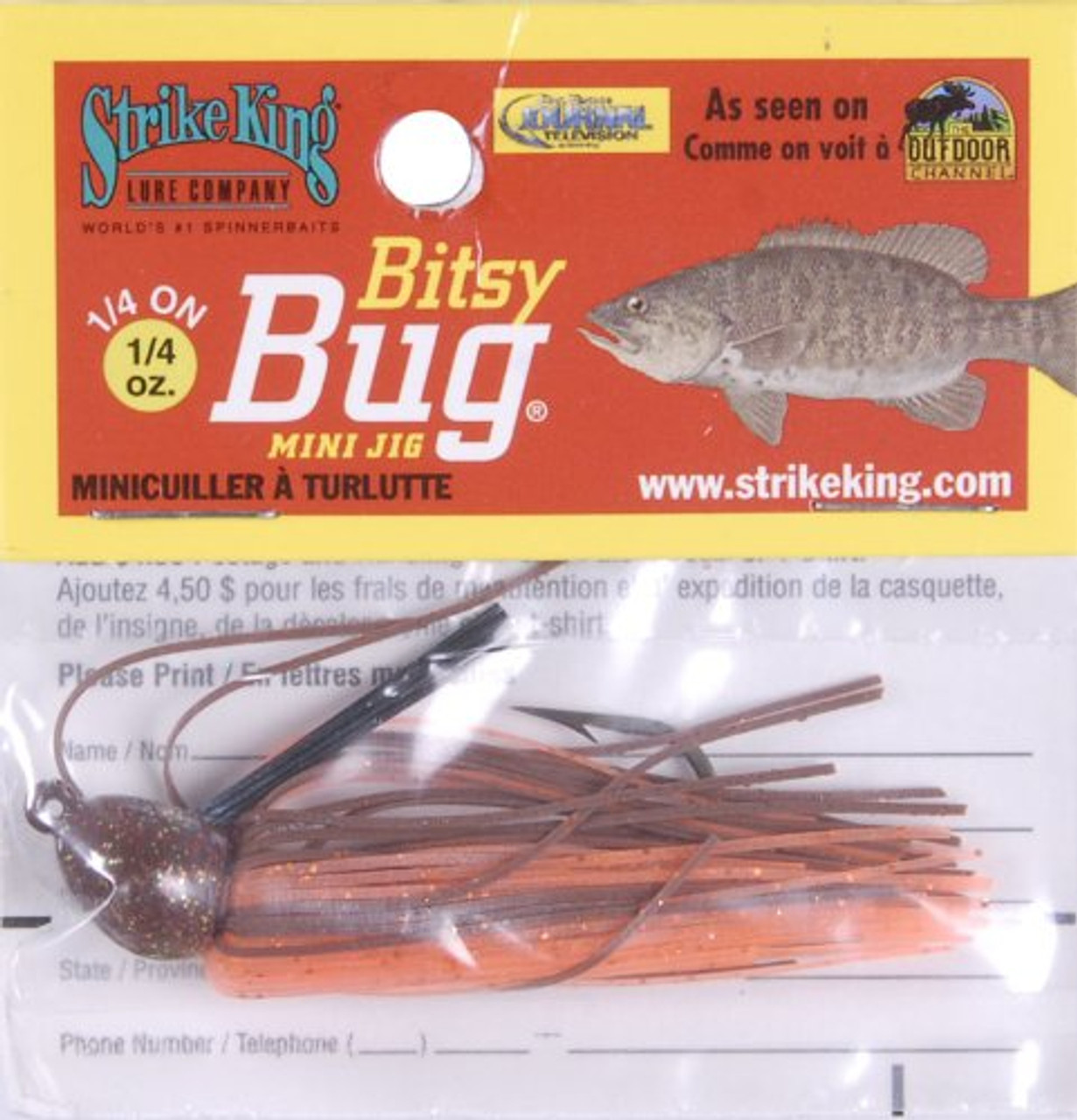 Strike King Bitsy Bug Mini Jig, 1/8 Oz, Cajun Crawfish - BBJ18-15