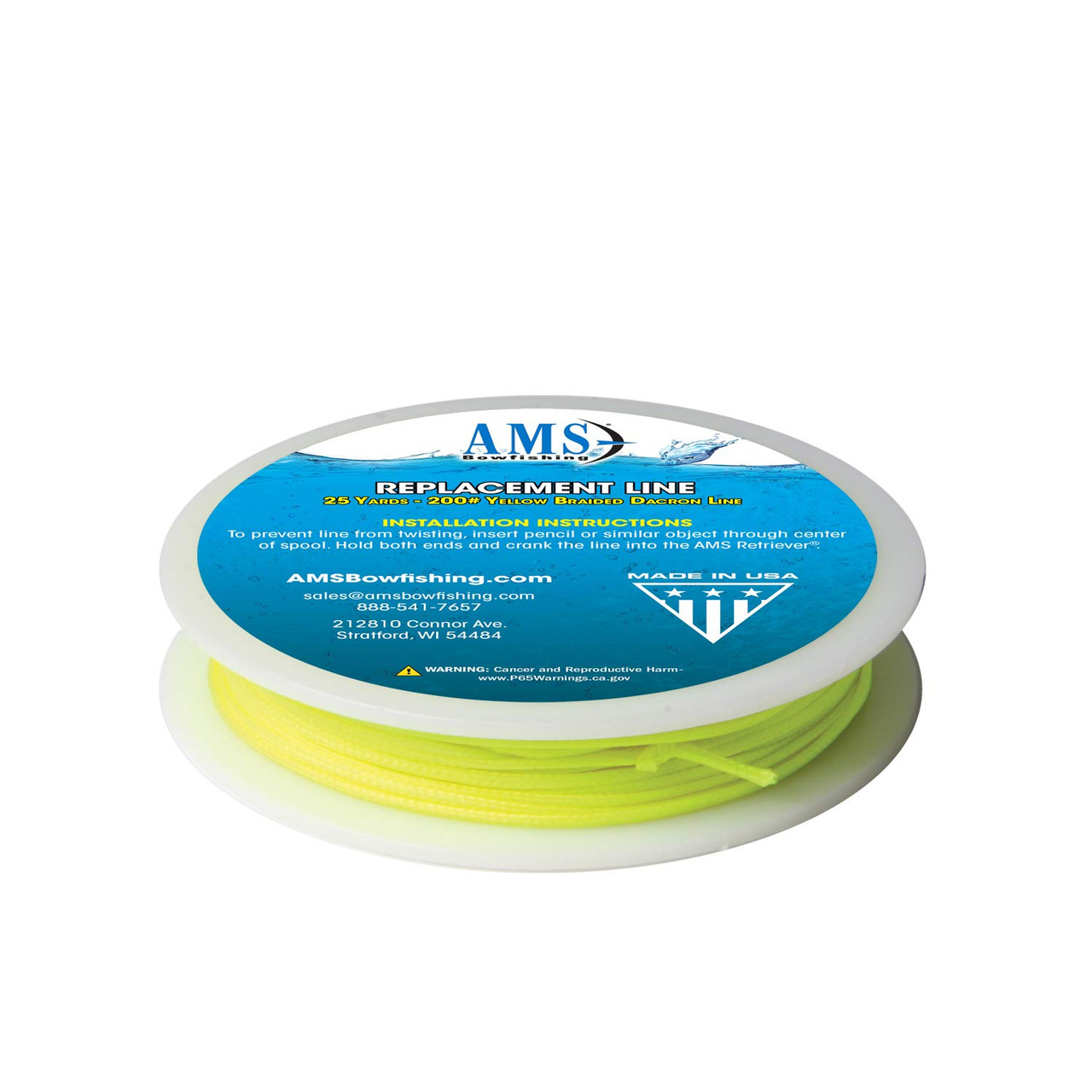 AMS Bowfishing Replacement Line 25 Yd 200 Lb Yellow Dacron L20-25-YEL