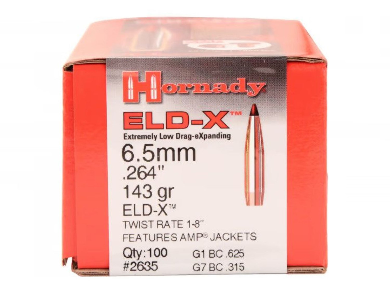 Hornady ELD-X 6.5 MM 143 Grain .246 2635 100 Per Box Hornady ELD-X 6.5 MM 143 Grain .246 2635 100 Per Box