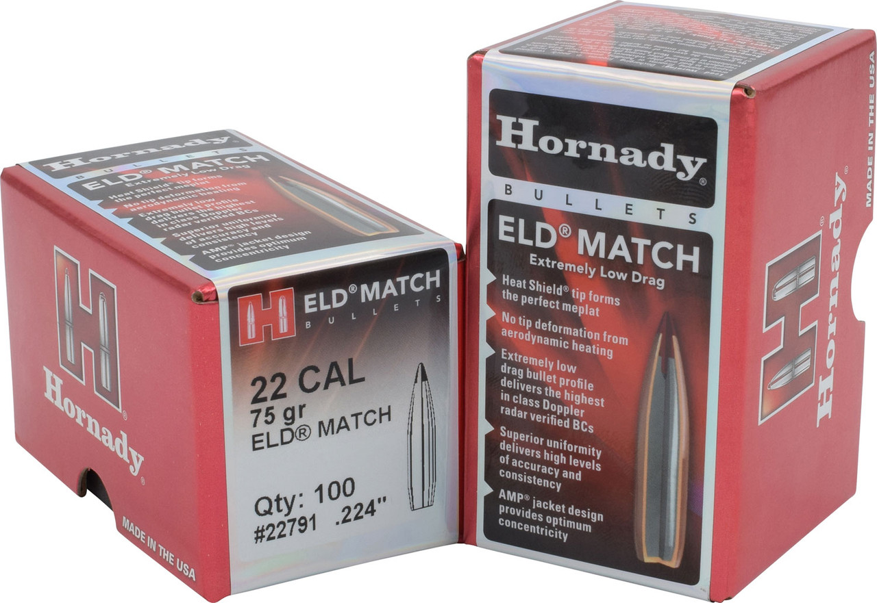 Hornady ELD Match 22 Cal .224 75 gr Extremely Low Drag Match 100 Per Box