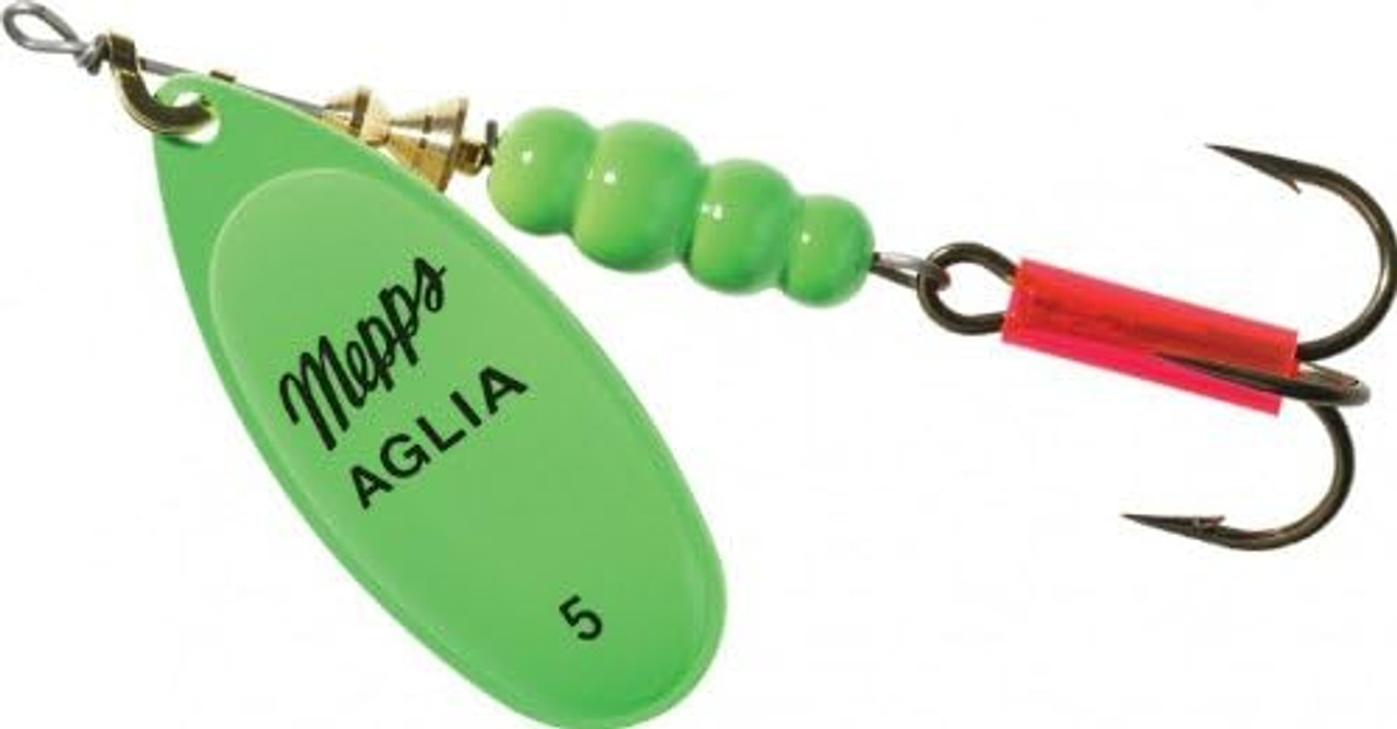 Mepps Aglia Plain Treble Fishing Lure, Hot Green 1/2 Oz - B5 HGR