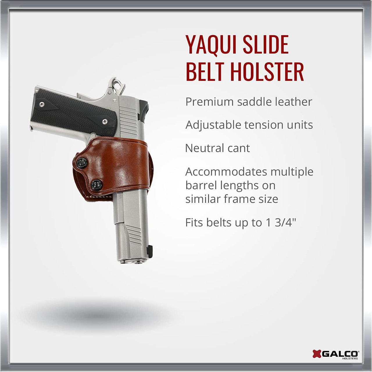 Galco Yaqui Slide Belt Holster 1911 380 9mm .40 Tan RH YAQ212