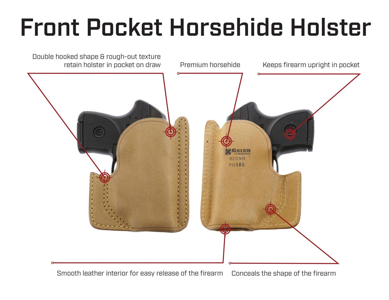 Galco Front Pocket Horsehide Holster S&W J Frame 640 Ambi Natural PH158